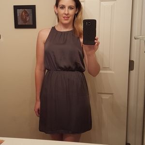 Gunmetal-colored blouson dress